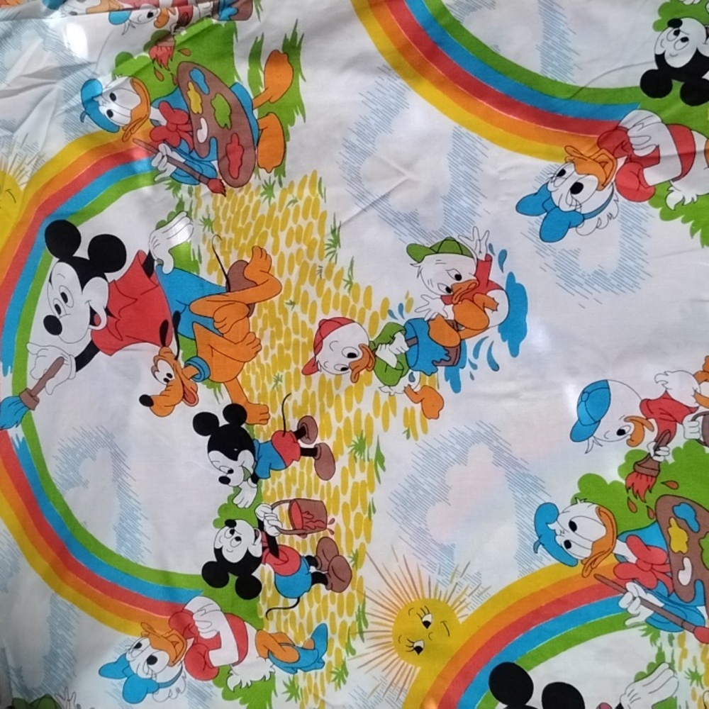 VTG Disney Flat Sheet 70s/80s , Vintage Mickey Mouse Twin Bedsheet